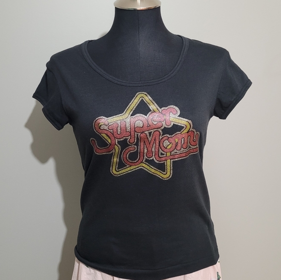 1970s Super Mom Glitter print tee - Picture 2 of 11
